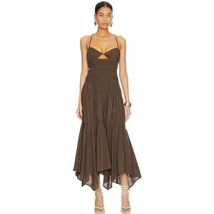 Revolve Tahlia Dress Chocolate Woman S Tiered Boho‎ Strappy Criss Cross Whimsy